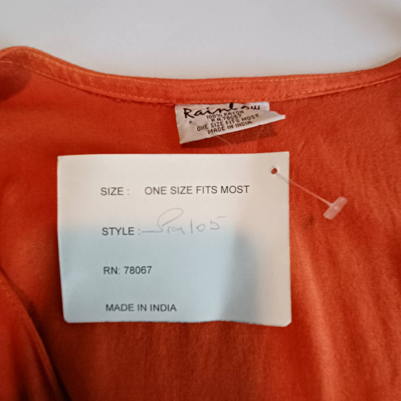 Rainbow Dress ONE SIZE Tie-dye Ombre Wrap Front Cover Up Embroidered Sleeve NEW - Picture 7 of 10